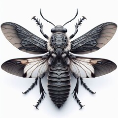 Wall Mural - whole view of a insect on white background , view from above.