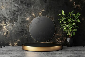 Sticker - Product podium with luxury plant architecture lighting.