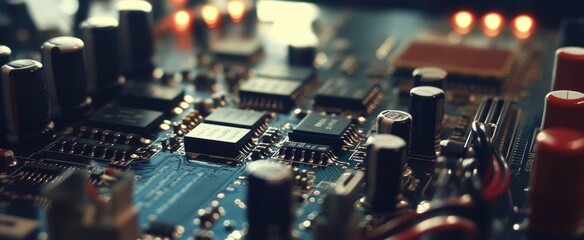 Wall Mural - Close-up of a Circuit Board with Components