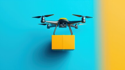 Drone-based optimization in cargo logistics, flat design illustration