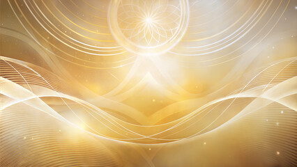 Mystical abstract background with golden swirls and geometric patterns for spiritual design and artwork