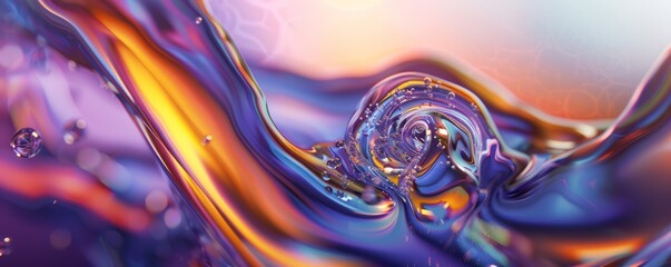 Wall Mural - Amorphous liquid 3D helix with iridescent textures, 4K hyperrealistic photo