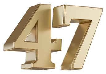 Gold 3D Number 47