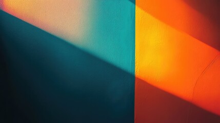 Canvas Print - Teal and Orange Wall with Diagonal Light and Shadows