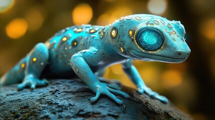 Wall Mural - Cybernetic Gecko with a Glowing Eye