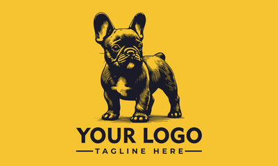 Sticker - Vector logo French Bulldog standing with a calm expression