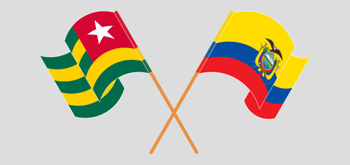 Wall Mural - Crossed and waving flags of Togo and Republic of Ecuador. Vector illustration