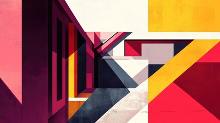 Sticker - Abstract Geometric Wall with Various Colors and Textures