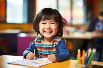 Drawing smiling smile child.
