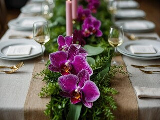 wedding table setting with flowers