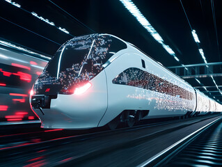 A modern train equipped with advanced fiber-optic technologies that revolutionize communication and connectivity.