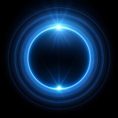 blue circle lens flare with black blank background