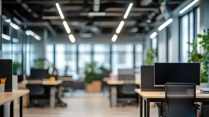 Beautiful blurred background of a light modern office interior