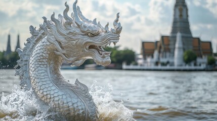 Magnificent Emerald Serpent Fountain in Bangkok s Historic Landscape