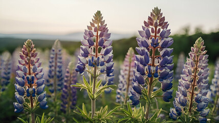 Lupine flower on white background