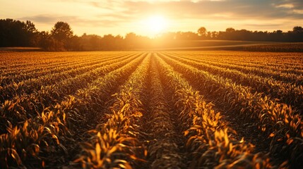 Poster - Golden Cornfield Sunset.