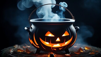 Wall Mural - spooky halloween cauldron smoke