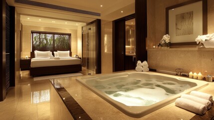 Wall Mural - Modern Bathroom with Jacuzzi and Spa-Like Ambiance