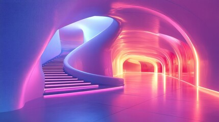 Sticker - Neon Stairs Tunnel.