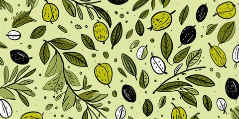 Seamless fun line doodle Olive pattern