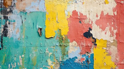 Sticker - Weathered Wall with Multicolored Paint Flakes