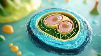 Plant cell diagram showing chloroplasts and their role in photosynthesis