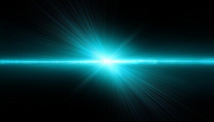 horizontal cyan lens flare on black background