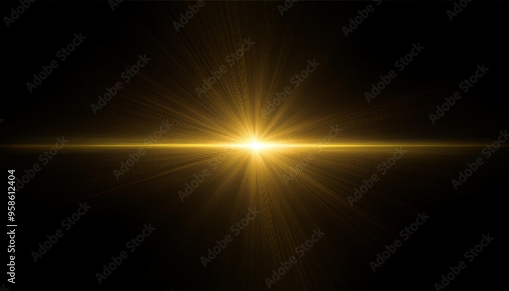 horizontal gold lens flare on black background Stock Illustration ...