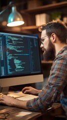 Focused Programmer Working on Code