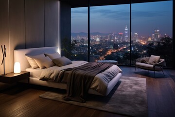 Wall Mural - Modern minimal bedroom architecture comfortable furniture.