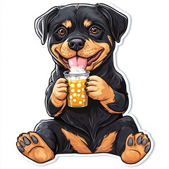 Beautiful Colored Stickers with Rottweiler Design, Cute Dog Graphic Resource for Creative Project, Ai Generative