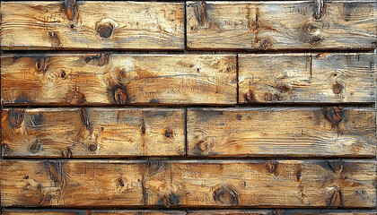 Sticker - Old weathered plank wall with rustic timber pattern generated by AI