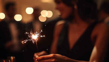 Poster - Women smiling, adults holding fire, celebrating happiness together generated by AI