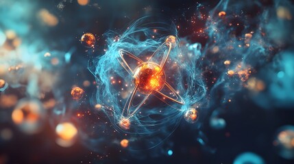 Wall Mural - 1. Visualize a toxic atom surrounded by a cloud of hazardous molecules