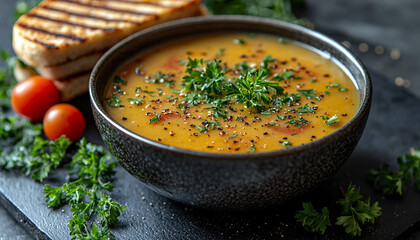 Healthy vegetarian meal with fresh organic ingredients cooked generated by AI