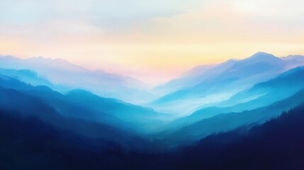 Sticker - An Abstract Painting of a Mountain Range at Sunset