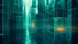 © jayasankar - Abstract digital landscape featuring tall translucent structures and illuminated reflections in a futuristic environment