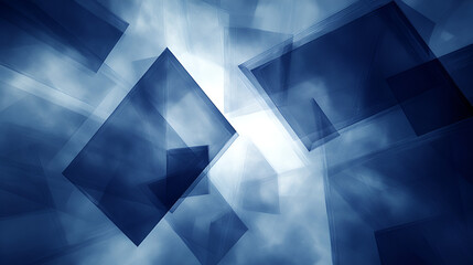 Wall Mural - abstract blue geometric shapes create a dynamic visual pattern with soft lighting in a digital artwo