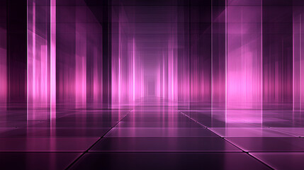 Wall Mural - abstract digital landscape with vibrant pink hues and reflective surfaces in a futuristic environmen
