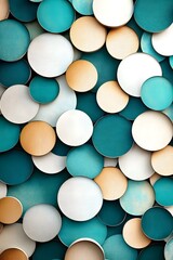 Sticker - Abstract Background with Teal, White, and Beige Circles.