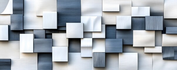 Poster - Abstract Geometric Background with White and Blue Square Shapes.