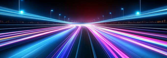 Poster - Futuristic neon rays modern abstract background png. Abstract background with speed lines. Modern illustration. Futuristic. The light lines of the road are blue.