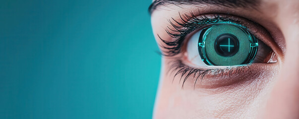 Futuristic vision implants, holographic cyber eyes, advanced augmented reality technology