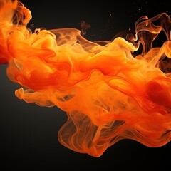 Shiny smoke. Glitter fluid. Ink water. Magic mist. Orange color particles texture paint vapor storm wave