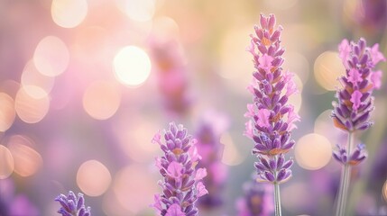 Wall Mural - Lavender Blossoms in Soft Focus with Bokeh Background