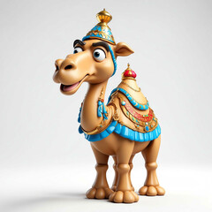 Poster - Camel goofy funny cute cartoon 3d figurine on plain white background