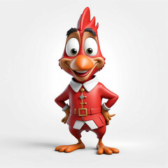 Canvas Print - Cardinal goofy funny cute cartoon 3d figurine on plain white background