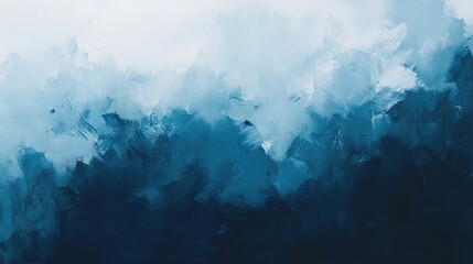 Wall Mural - Abstract Blue and White Brushstrokes on Canvas