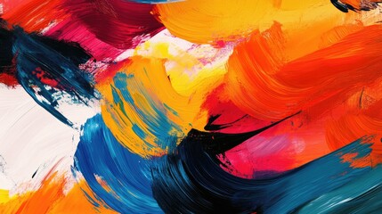 Wall Mural - Abstract Colorful Painting with Bold Brushstrokes