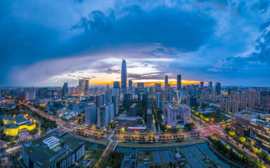 Wall Mural - Downtown business buildings in modern city in Ningbo